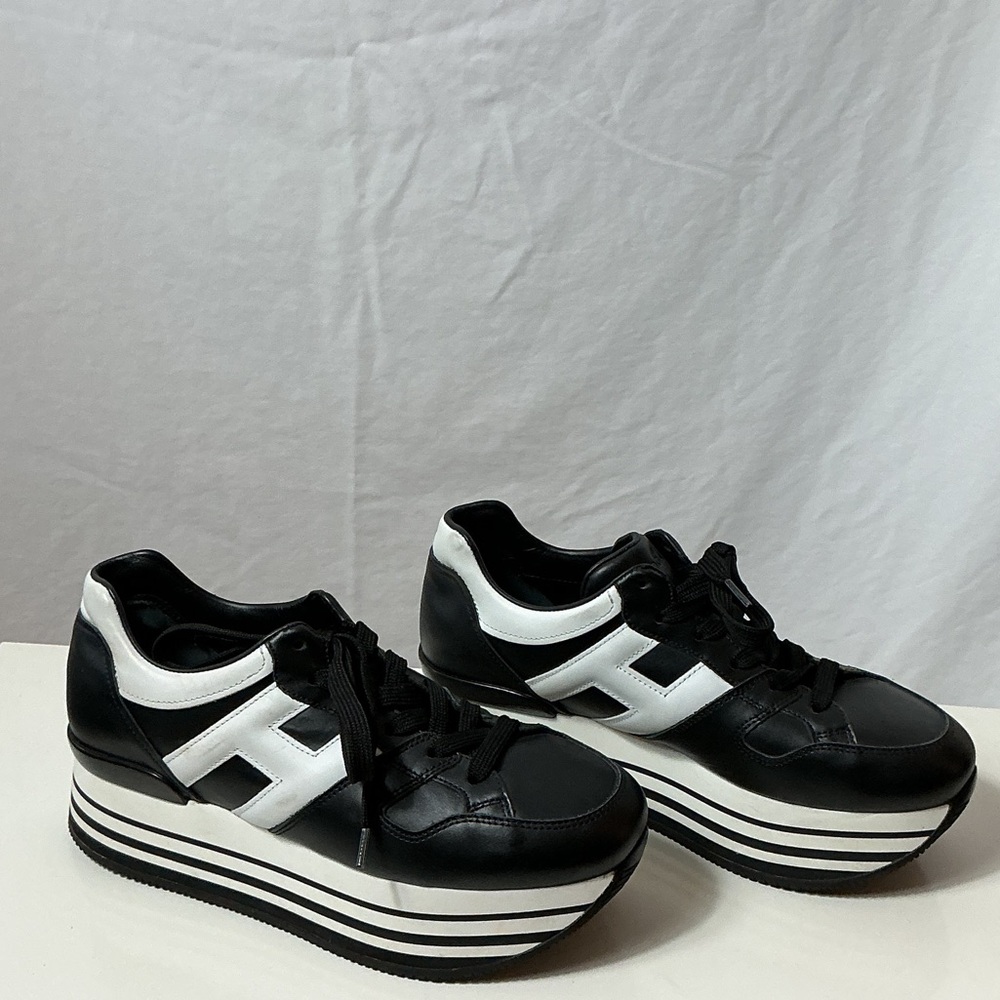 Hogan Black and White Platform Sneakers